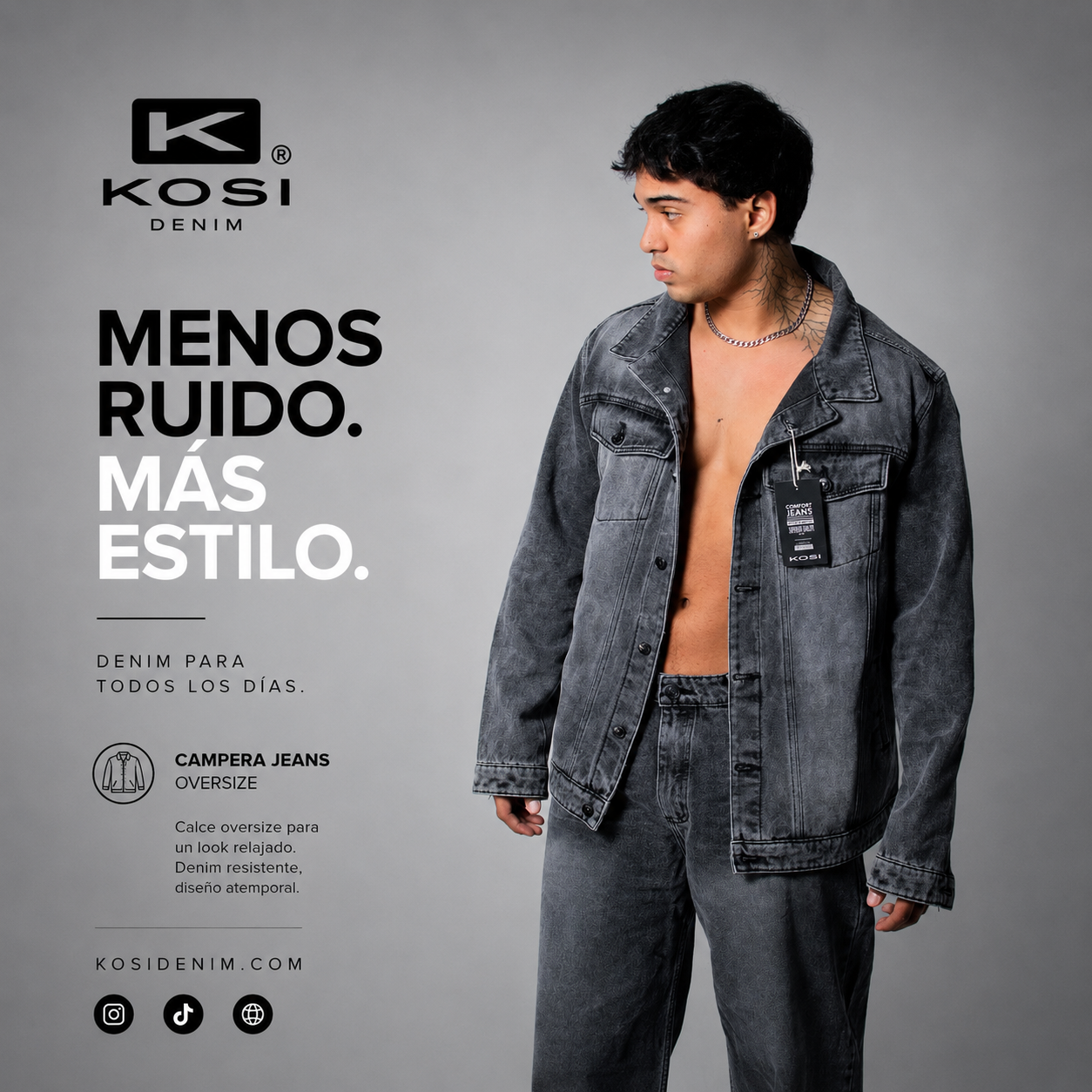 Dark Gray Vintage-Campera Jeans
